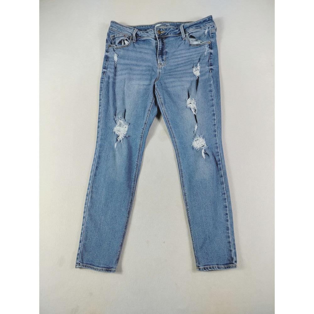 Old Navy Rockstar‎ Super Skinny Jeans Womens 14 Blue Mid Rise Distressed Stretch